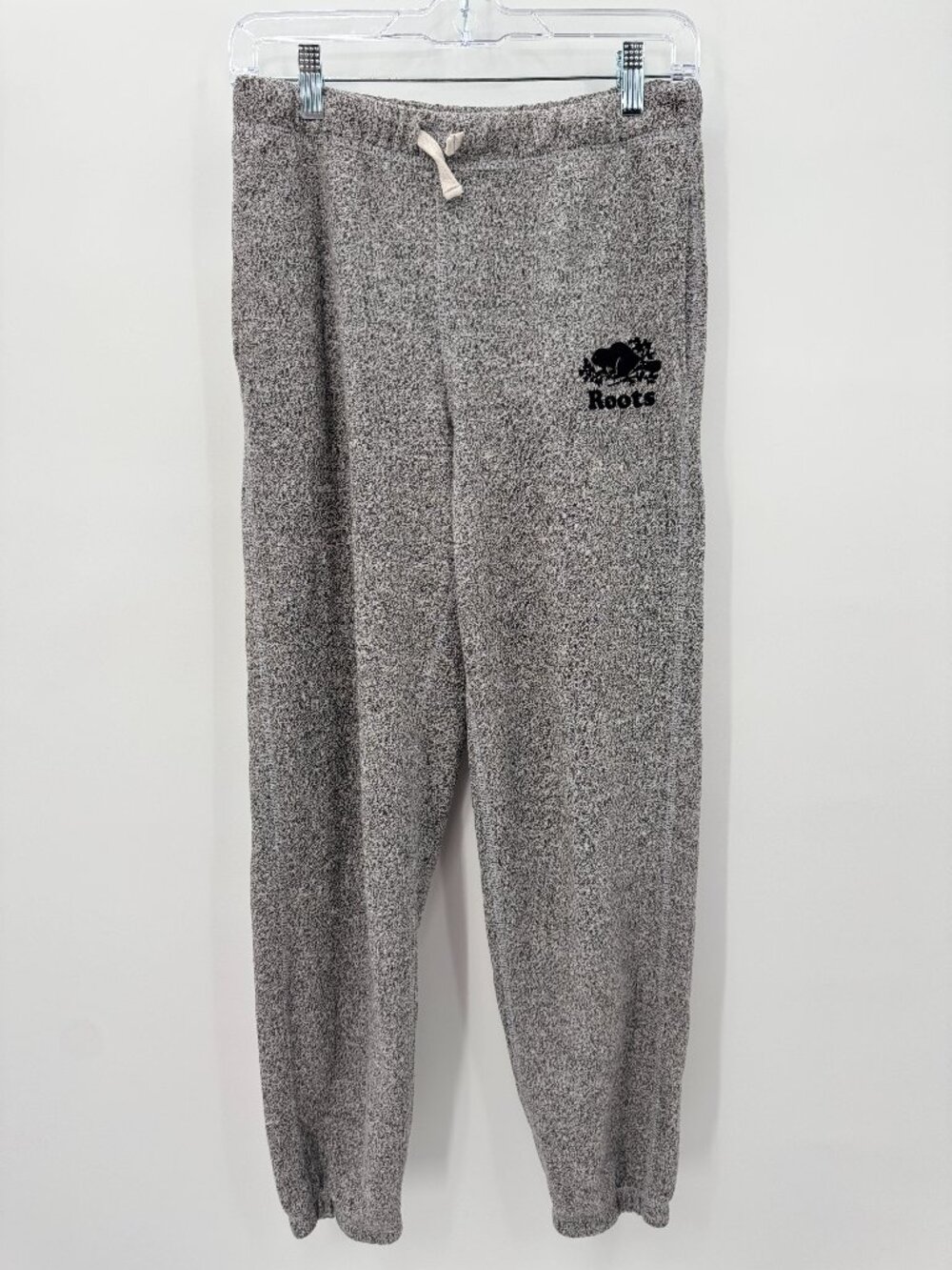 Roots Kids Salt & Pepper Fleece Sweatpants Size 14 Grey Heather Beaver Logo Jogg